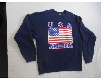 Fruit Of The Loom Sweatshirt Men Sz XL USA America Vintage Heavy Cotton Graphic