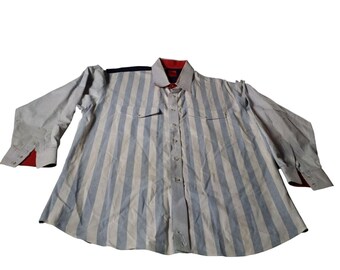 Vintage Roper Men Shirt XL 17 1/2 - 35 Striped Western Cowboy Long Sleeve Cotton