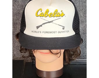 Casquette Snapback Vintage Cabela’s - Jaune - Années 80 - Style Camionneur Chasse Pêche - Occasion