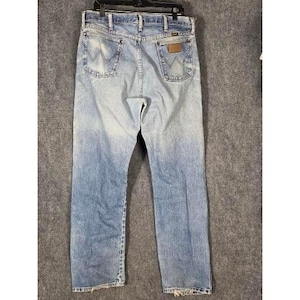 VTG Wrangler Mens Jeans Light Wash Straight Leg Denim Pants Size 36x32 Western image 2