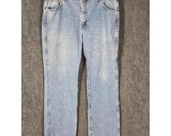 VTG Wrangler Mens Light Wash Slim Fit Denim Jeans 36x32 Blue Work Westernwear