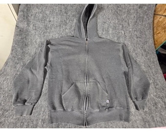 VTG 90s Russell Athletic Zip Up Hoodie Sweatshirt XXL Charcoal Heather Grey