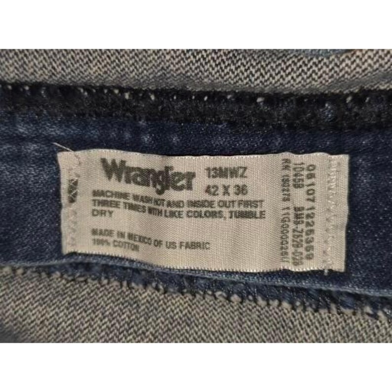 VTG Wrangler Herrjeans 42x36 Blå Denim Klassisk Rak Passform Western Cowboy bild 3