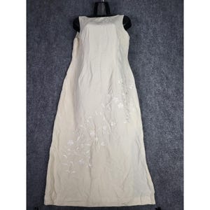 VTG Jones New York Dress Sleeveless Floral Linen Blend Maxi Dress Women Size 12