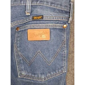 VTG Wrangler Herrjeans 42x36 Blå Denim Klassisk Rak Passform Western Cowboy bild 8