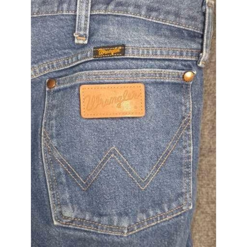 VTG Wrangler Herrjeans 42x36 Blå Denim Klassisk Rak Passform Western Cowboy bild 8