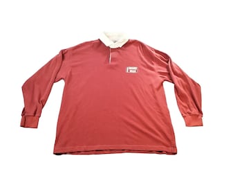 Vintage Wrangler Rugged Wear Polo Shirt Men Sz L Maroon White Everyday Workwear