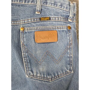 VTG Wrangler Denim Jeans Mens 38x36 Blue Distressed Denim Work Utility Western image 6