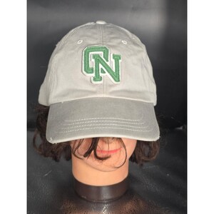 Vintage Y2K Old Navy Varsity ON Patch Baseball Hat Beige Green Distressed