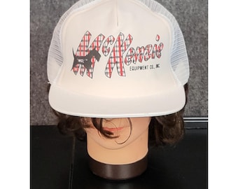Vintage MacKenzie Equipment Co Trucker Hat Snapback White Plaid Lettering Scottie Dog Mac Logo Foam Mesh Cap USA Made Industrial Workwear