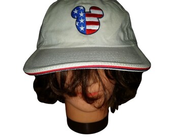 Vintage Y2K Walt Disney World Strapback Hat Mickey Mouse USA Logo Casual