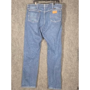 VTG Wrangler Herrjeans 42x36 Blå Denim Klassisk Rak Passform Western Cowboy bild 1