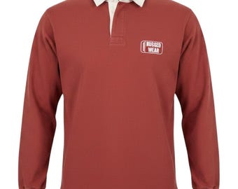 Vintage 90s Wrangler Rugged Wear Maroon Rugby Shirt Mens L Long Sleeve Polo Grunge Workwear Gorpcore Everyday Utility Top Retro