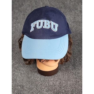Klasyczny kapelusz Fubu z regulowanym paskiem, męski, niebieski, dwukolorowy, haftowany, hiphopowy, streetwear