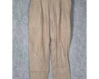 STRUCTURE Le Collezioni Men's Tan Full Linen Pleated Dress Pants 38R Workwear
