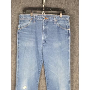 VTG Wrangler Denim Jeans Mens 38x36 Blue Distressed Denim Work Utility Western image 9