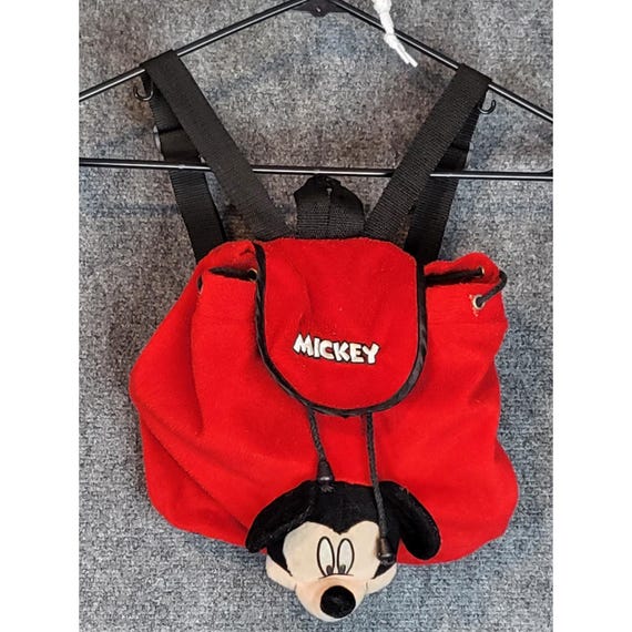 Vintage Mickey Mouse Plush Mini Backpack Kids Red… - image 1