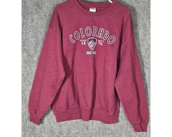 Gildan Colorado Pikes Peak Crewneck Sweatshirt Maroon Men's Large Heavy Blend