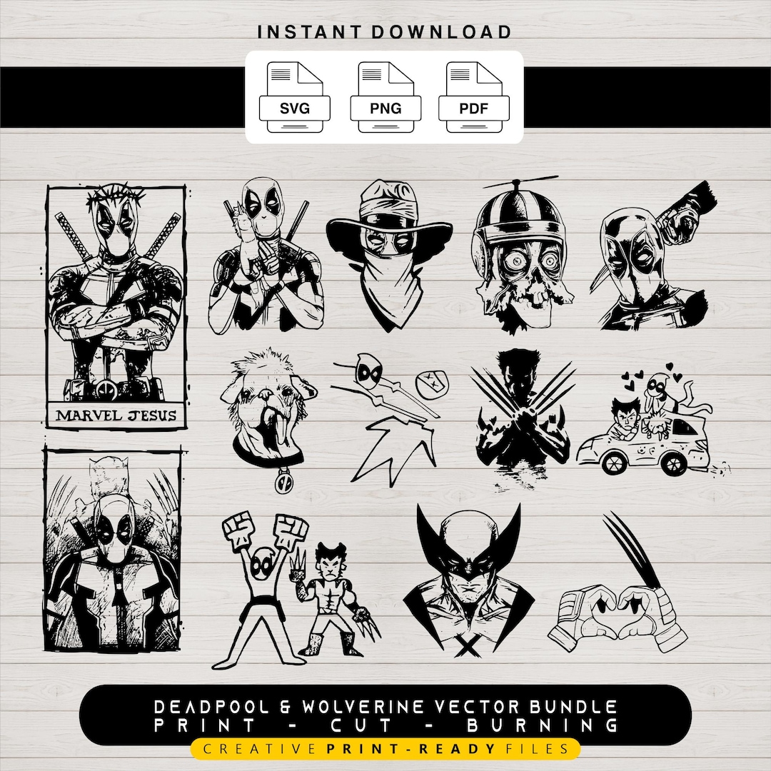 Deadpool SVG Vector Art PNG Printable File Cricut & Silhouette Files ...