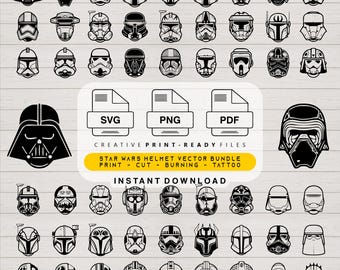 Star Wars Helmet SVG Cut Files PNG Print Ready Bundle Stormtrooper Darth Vader Dark Side