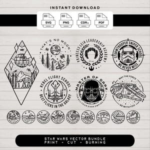 Star Wars SVG Cut Files PNG Print Ready Bundle Stormtrooper Darth Vader Dark Side