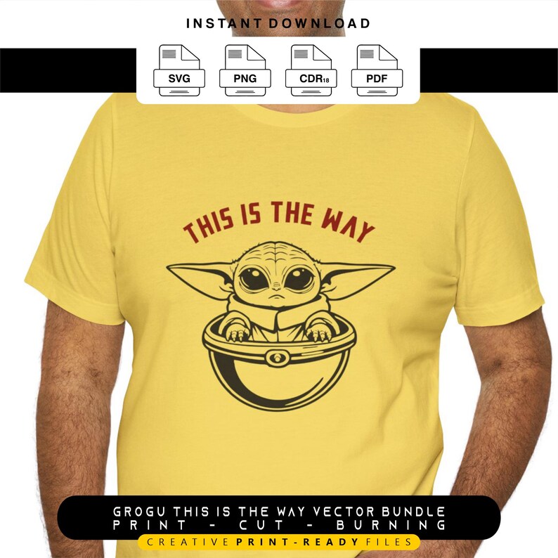 Grogoo Vector Grogu Baby Yoda SVG Cut Files PNG Print Ready Bundle Star Wars ...