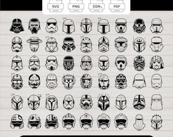 Star Wars Helmet SVG Cut Files PNG Print Ready Bundle Stormtrooper Darth Vader Dark Side