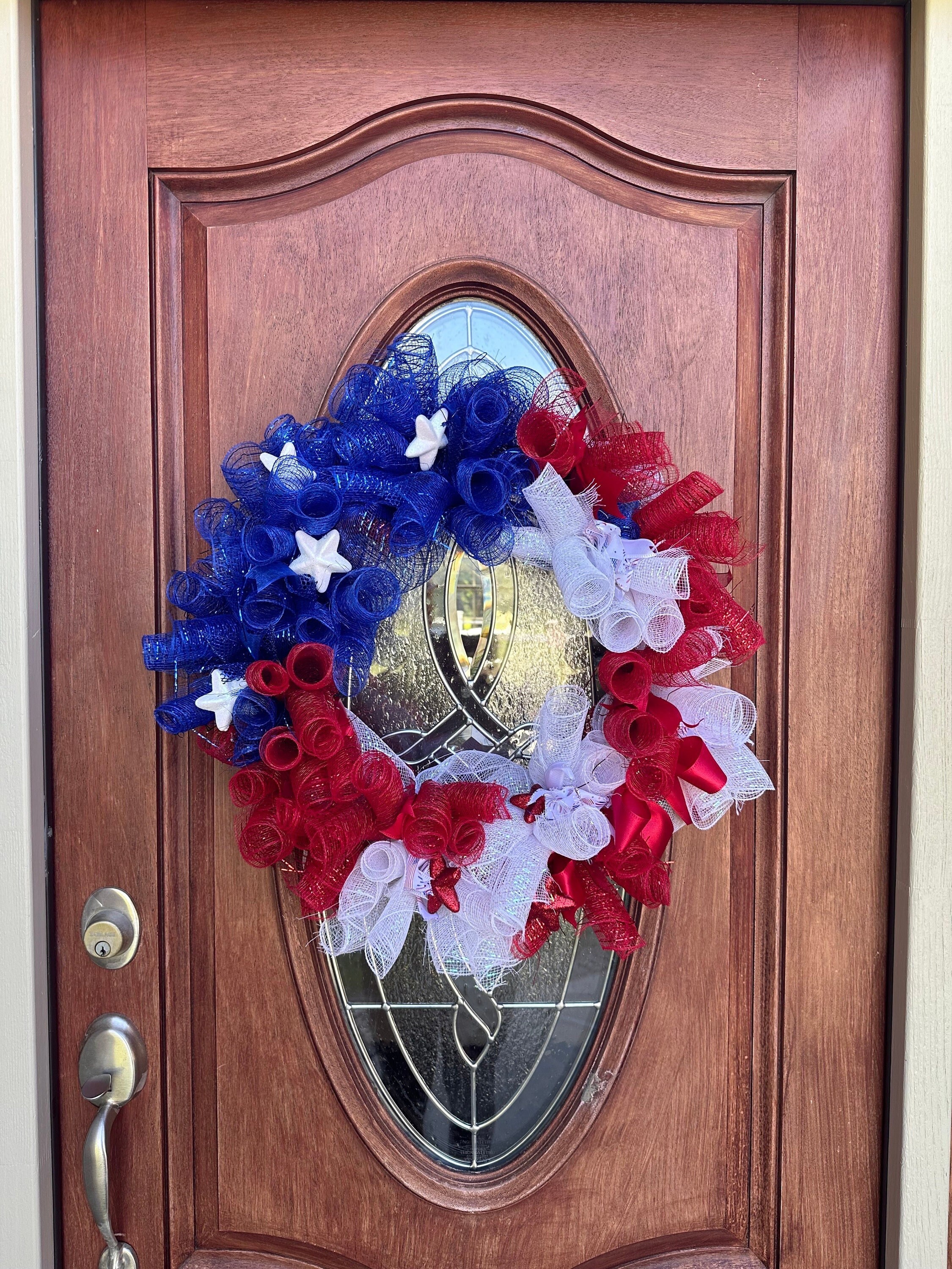 American Flag Wreath Red White and Blue Wreath Memorial Day Wreath ...