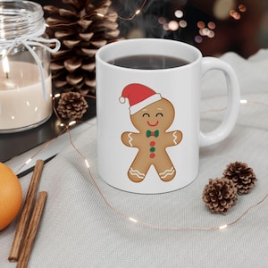 Keramische mok Gingerbread Man, kerstkoffiekopje, mok warme cacao voor vakantie, mok feestelijke thee, cadeau peperkoekkoekje minnaar, kerstkeuken