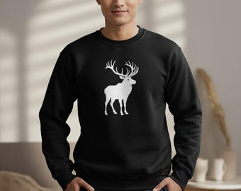 Majestic Deer Sweatshirt, Minimalist Wildlife Crewneck, Nature Lover Gift for Him