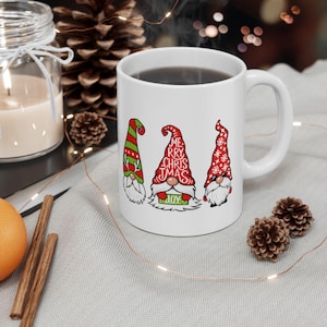 Ceramic Mug, Christmas Gnomes - Festive Holiday Drinkware, Xmas Coffee Cup, Winter Tea Mug, Gift for Gnome Lovers Christmas gift