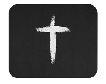 Cross Mouse Pad, Christian Religious Rectangle Mouse Mat, Bible Verse Desk Accessory, Religious Gift Idea, Inspirational Office Decor, Faith