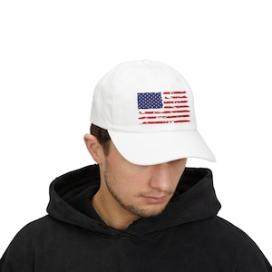 Vintage American Flag Dad Cap, Patriotic Baseball Hat, Retro USA Dad Hat, Fourth of July Accessories, Independence Day Gift