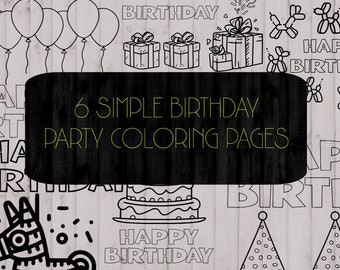 Colección para colorear de cumpleaños, hojas para colorear divertidas para niños, páginas para colorear de cumpleaños imprimibles, actividad de fiesta de cumpleaños, colorear de cumpleaños