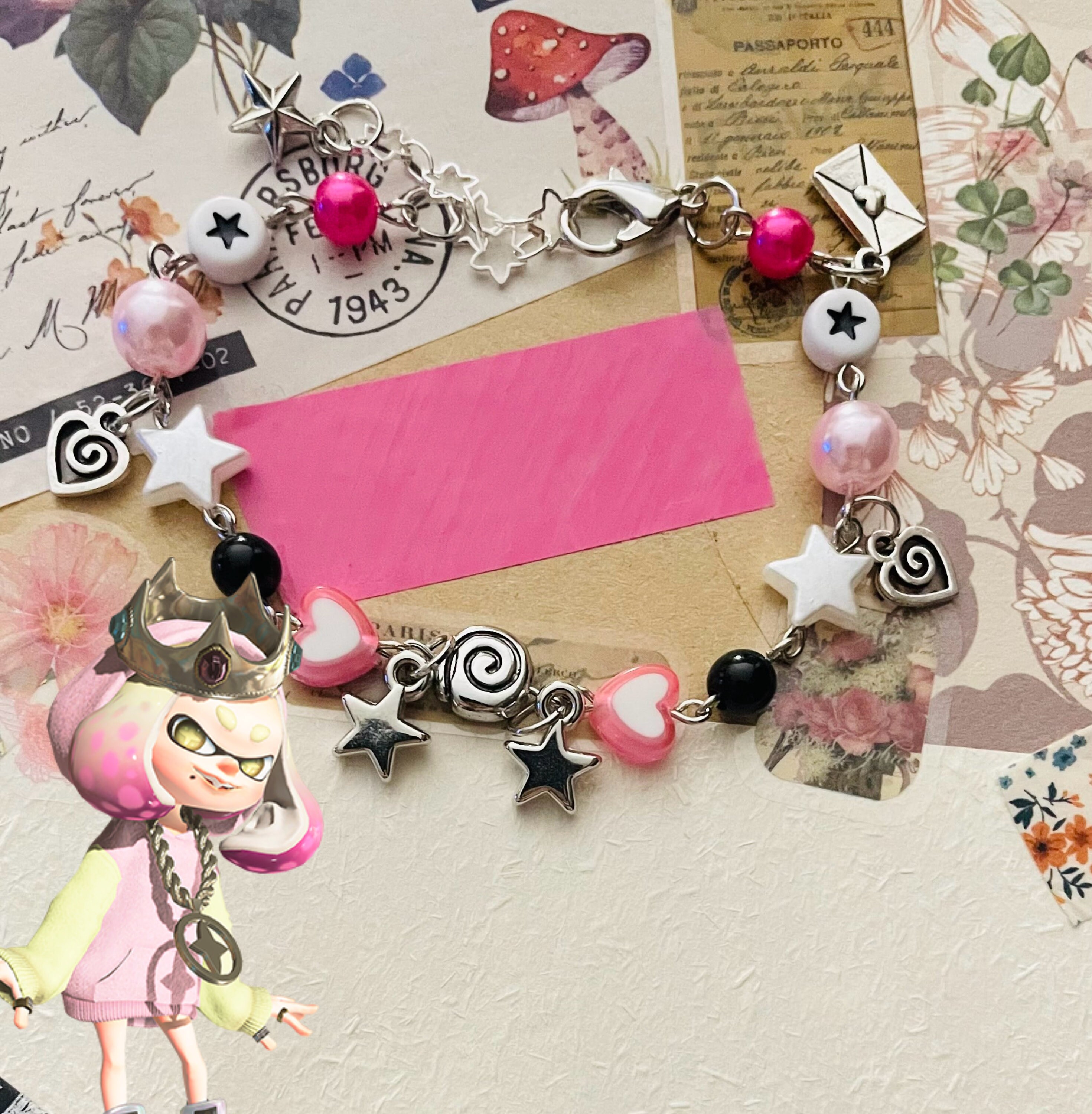 Off the Hook Pearl and Marina Themed Eyepin Bracelets W/o Letter Beads