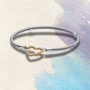 Pandora Heart Clasp Snake S925 Sterling Silver Bracelet,personality bracelet,Minimalist Everyday Bracelet,Charm Bracelets,Gift for her