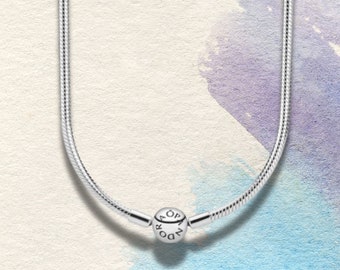Collier minimaliste à breloques en argent sterling S925 Pandora, collier chaîne serpent Pandora Moments, collier de tous les jours, cadeau pour elle