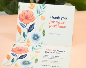 Cute Flower Thank You Card Template - A5 (14.8 x 10.5 cm). Edit with CANVA