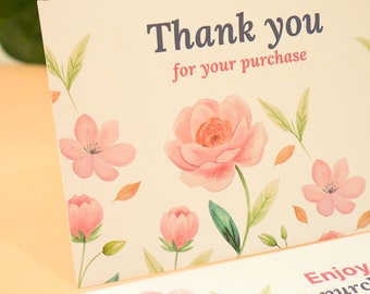 Clean Pink Floral Thank You Card - A5 (14.8 x 10.5 cm). Edit with CANVA