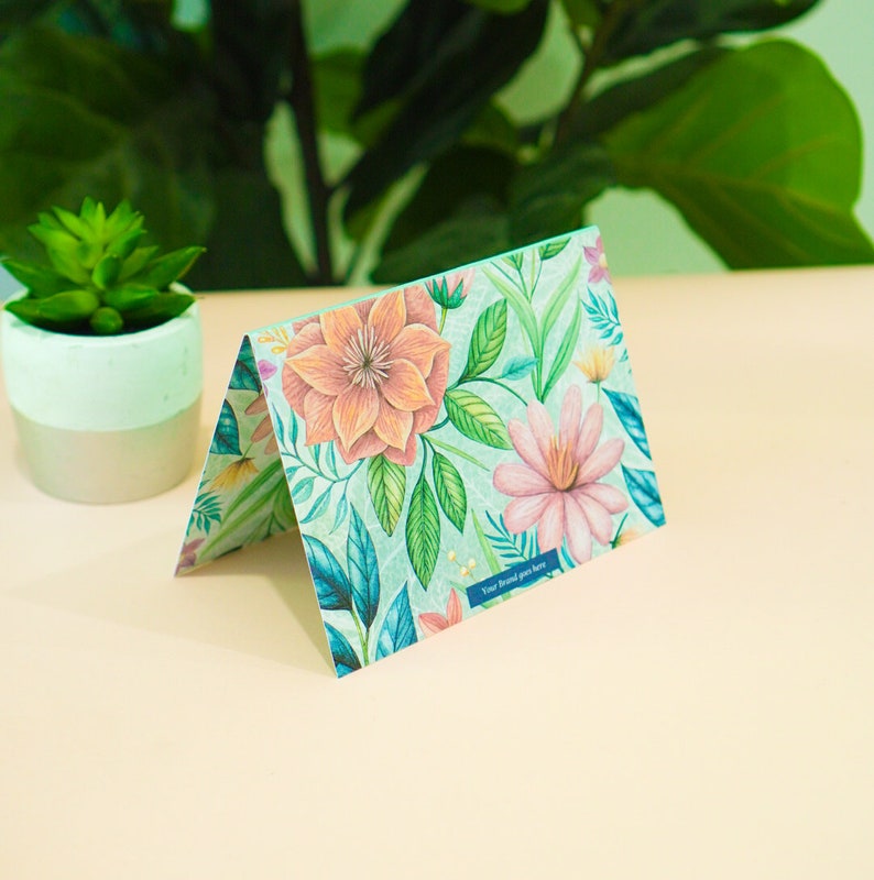 Flower Thank You Card Template Folded 7x10 in. Edit with CANVA zdjęcie 2