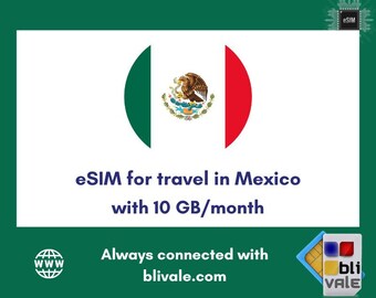 eSIM for travel in Mexico. 10GB to use in 1 month