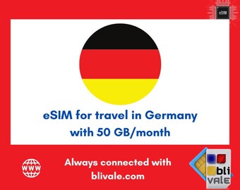 eSIM for travel in Germany. 50GB to use in 1 month