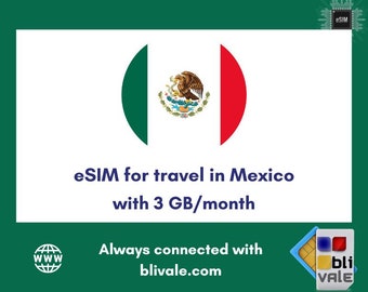 eSIM for travel in Mexico. 3GB to use in 1 month