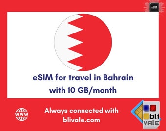 eSIM pour voyager au Bahreïn. 10 Go à utiliser en 1 mois