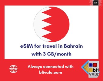 eSIM pour voyager au Bahreïn. 3 Go à utiliser en 1 mois