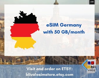 eSIM for travel in Germany. 50 GB to use in 1 month