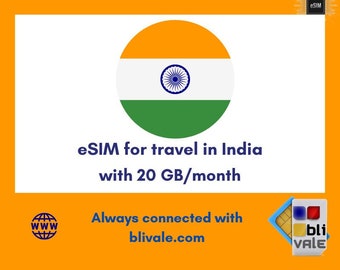 eSIM for travel in India. 20GB to use in 1 month