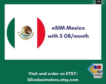 eSIM for travel in Mexico. 3GB to use in 1 month
