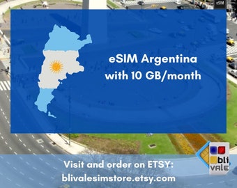 eSIM for travel in Argentina. 10 GB to use in 1 month