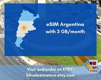 eSIM for travel in Argentina. 3 GB to use in 1 month